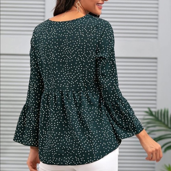 Polka Dot High-Low Peplum Top - Picture 4 of 4